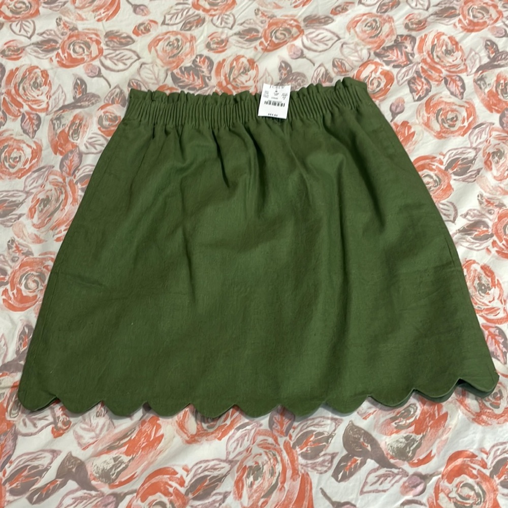 J. Crew Green Scalloped Sidewalk Skirt